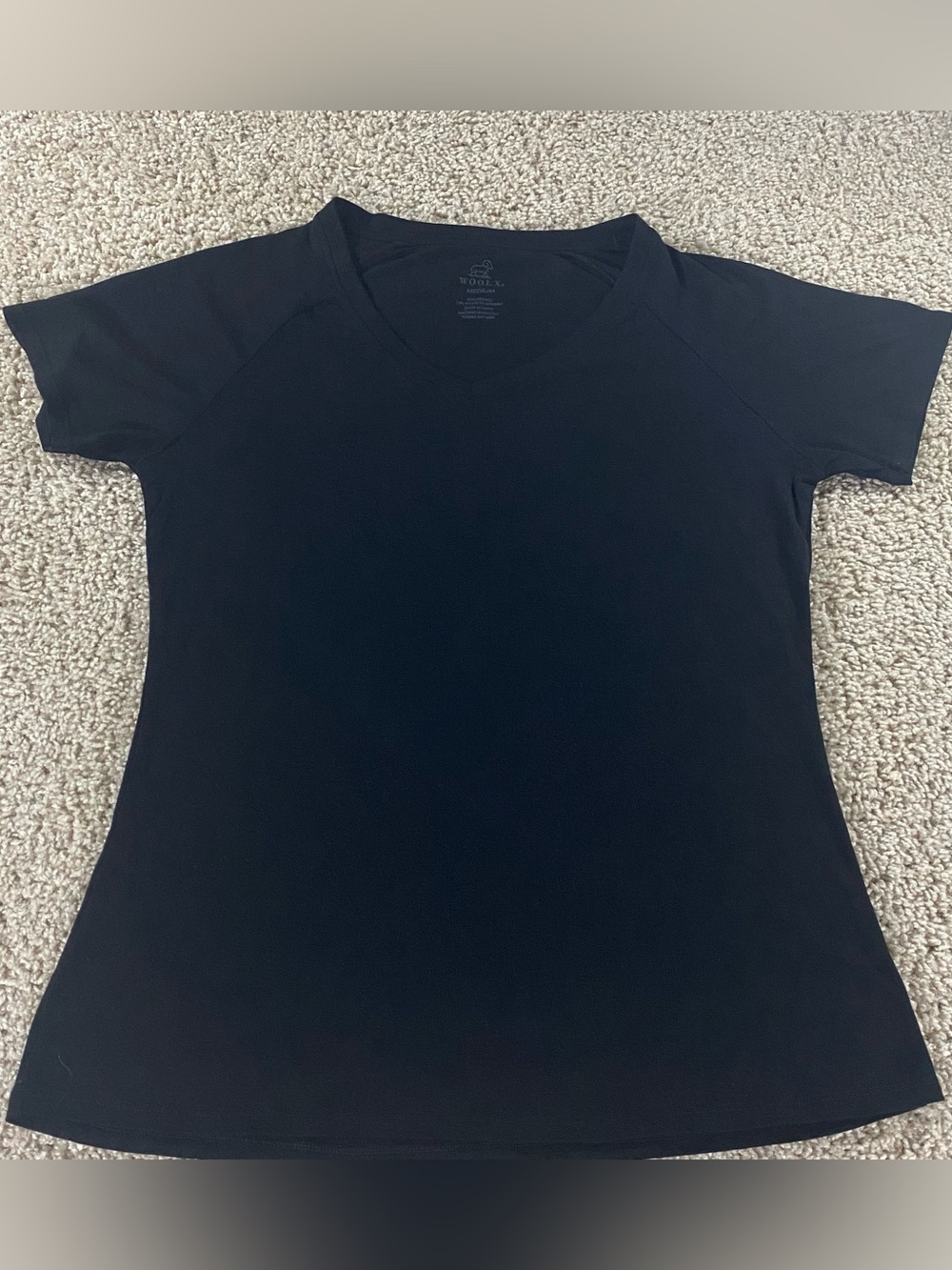 WoolX Shirt Womens M Merino Wool Stretch Black Wool-X Tee V Neck Base Layer